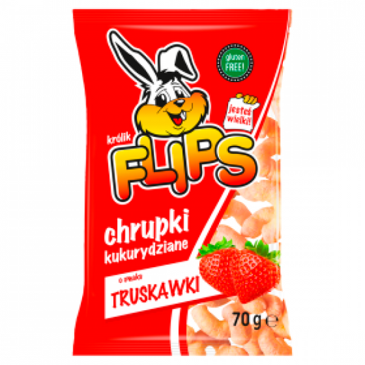 Flips Chrupki Kukurydziane o Smaku Truskawkowym 70g Sante
